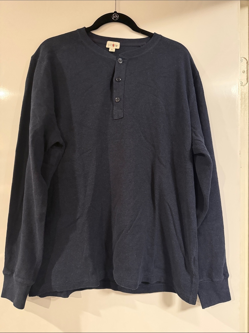 J. Crew Men's Long Sleeve Henley in Navy Blue